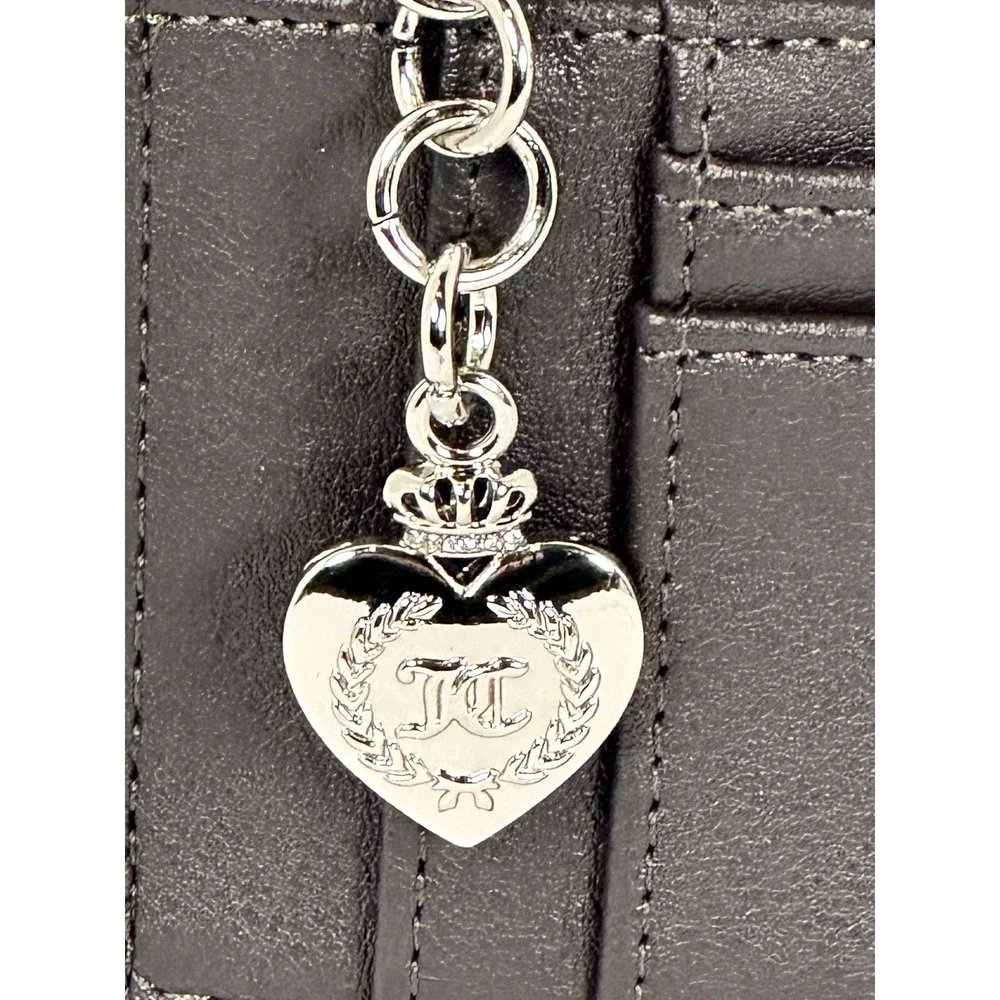 Juicy Couture Pink Velour Trifold Wallet Girlir Royalty Heart Charm NWT